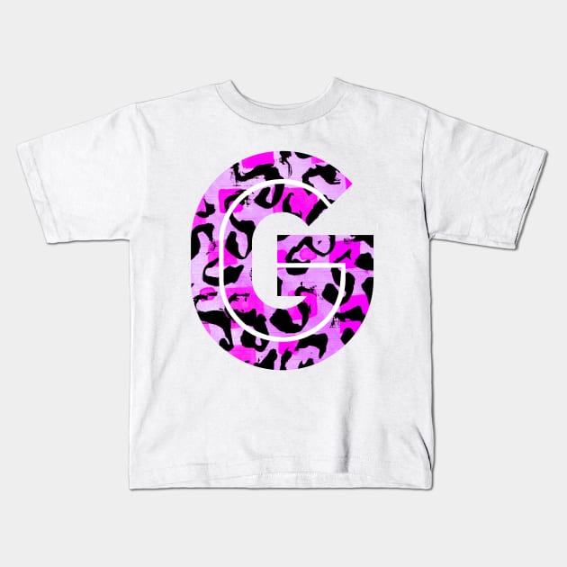 Abstract Letter G Watercolour Leopard Print Alphabet Kids T-Shirt by Squeeb Creative